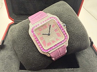 Cartier santos "medium" | iced out natural diamonds - afbeelding 3 van  13