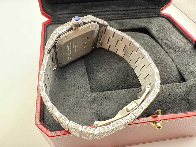 Cartier santos | wssa0018 | full iced out with natural diamonds | 2020 - afbeelding 3 van  13