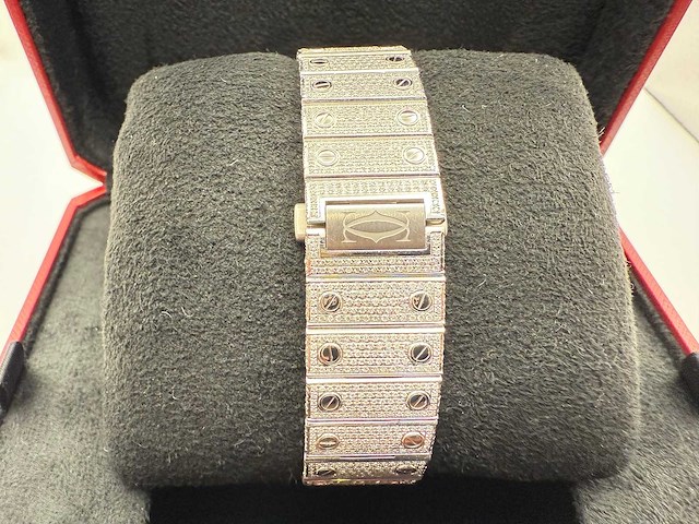 Cartier santos | wssa0018 | full iced out with natural diamonds | 2020 - afbeelding 3 van  4