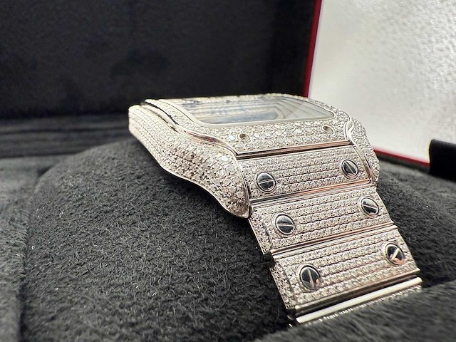 Cartier santos | wssa0018 | full iced out with natural diamonds | 2020 - afbeelding 4 van  4