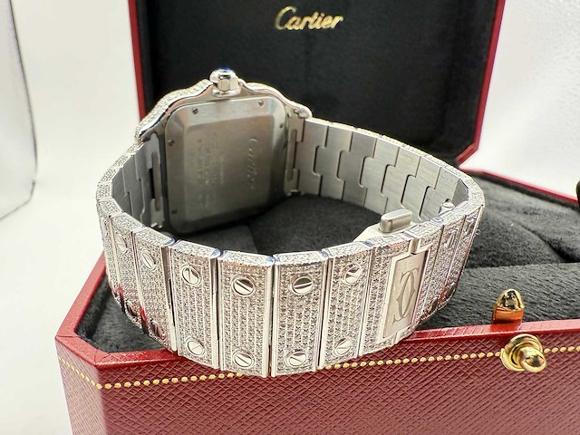 Cartier santos | wssa0018 | full iced out with natural diamonds | 2020 - afbeelding 7 van  13