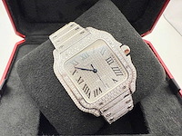 Cartier santos | wssa0018 | full iced out with natural diamonds | 2020 - afbeelding 6 van  13