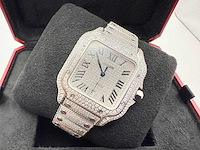 Cartier santos | wssa0018 | full iced out with natural diamonds | 2020 - afbeelding 6 van  11