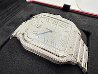Cartier santos | wssa0018 | full iced out with natural diamonds | 2020 - afbeelding 10 van  11