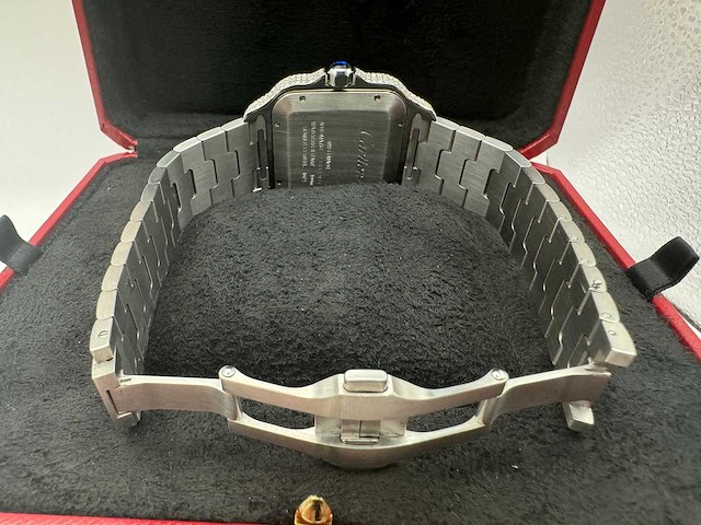 Cartier santos | wssa0018 | full iced out with natural diamonds | 2022 - afbeelding 7 van  16