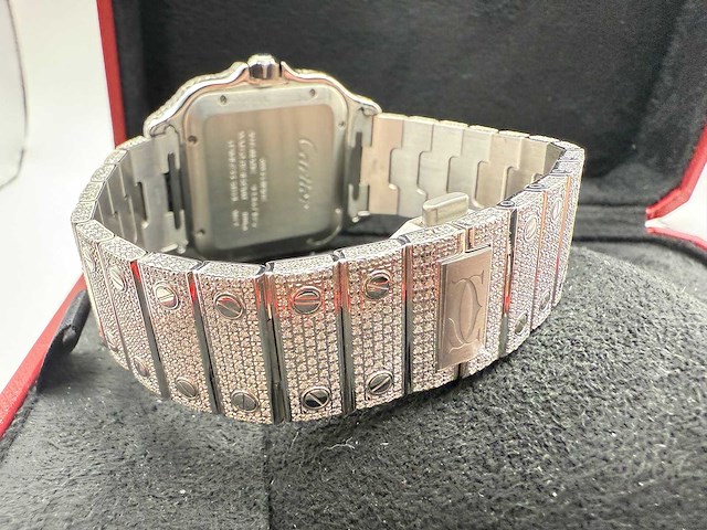 Cartier santos | wssa0018 | full iced out with natural diamonds | 2024 - afbeelding 2 van  14