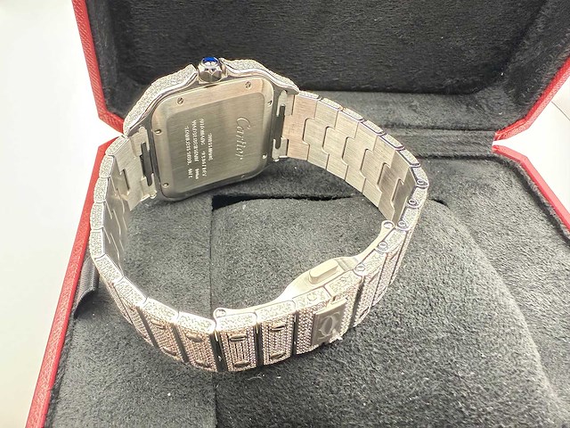 Cartier santos | wssa0018 | full iced out with natural diamonds | 2024 - afbeelding 3 van  14