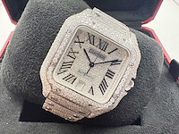 Cartier santos | wssa0018 | full iced out with natural diamonds | 2024 - afbeelding 8 van  14