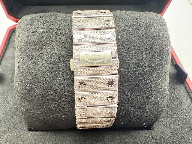 Cartier santos | wssa0018 | full iced out with natural diamonds | 2024 - afbeelding 10 van  14