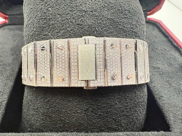 Cartier santos | wssa0018 | full iced out with natural diamonds | 2024 - afbeelding 11 van  14
