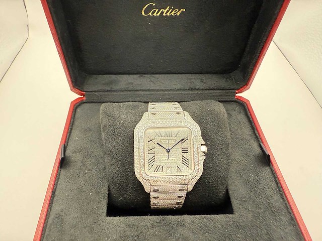Cartier santos | wssa0018 | full iced out with natural diamonds | 2024 - afbeelding 4 van  14