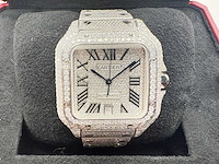 Cartier santos | wssa0018 | full iced out with natural diamonds | 2024 - afbeelding 7 van  14