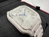 Cartier santos | wssa0018 | full iced out with natural diamonds | 2024 - afbeelding 13 van  14