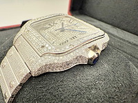 Cartier santos | wssa0018 | steel diamonds arabic dial | full iced out with natural diamonds | 2024 - afbeelding 14 van  14