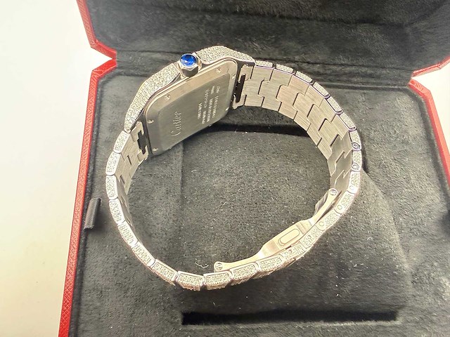 Cartier santos | wssa0018 | steel / gold | full iced out with natural diamonds | 2025 - afbeelding 3 van  13