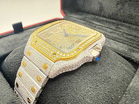Cartier santos | wssa0018 | steel / gold | full iced out with natural diamonds | 2025 - afbeelding 11 van  13