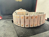 Cartier santos | wssa0018 | steel / rose gold | full iced out with natural diamonds | 2025 - afbeelding 2 van  13