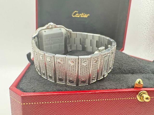Cartier santos | wssa0037 | full iced out with natural diamonds | 2022 - afbeelding 4 van  15