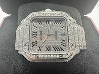 Cartier santos | wssa0037 | full iced out with natural diamonds | 2022 - afbeelding 4 van  15
