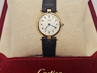 Cartier vendome 590004 massief zilveren horloge met goldplating - afbeelding 1 van  9