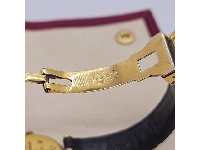 Cartier vendome 590004 massief zilveren horloge met goldplating - afbeelding 8 van  9