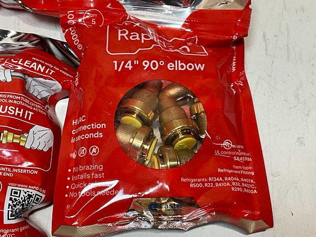 Castel bochtkoppeling 90° pushfitting rapid-o 1/4"x1/4" (60x) - afbeelding 4 van  5