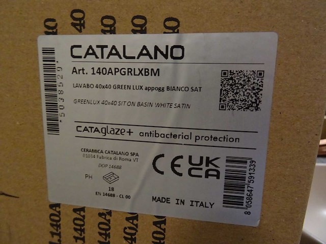 Catalano - lavabo 40x40 green lux appogg bianco satinato - 140apgrlxbx - waskom - afbeelding 3 van  3