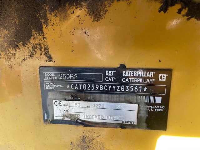 Caterpillar - 2012 - 259b3 skid steer airco cab ce doc available hyd aux - overige grondverzetapparatuur - afbeelding 5 van  14