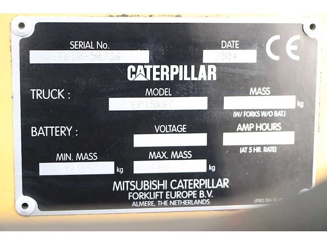 Caterpillar - ep15krt - vorkheftruck triplex - sideshift, 3590 uur - afbeelding 4 van  7