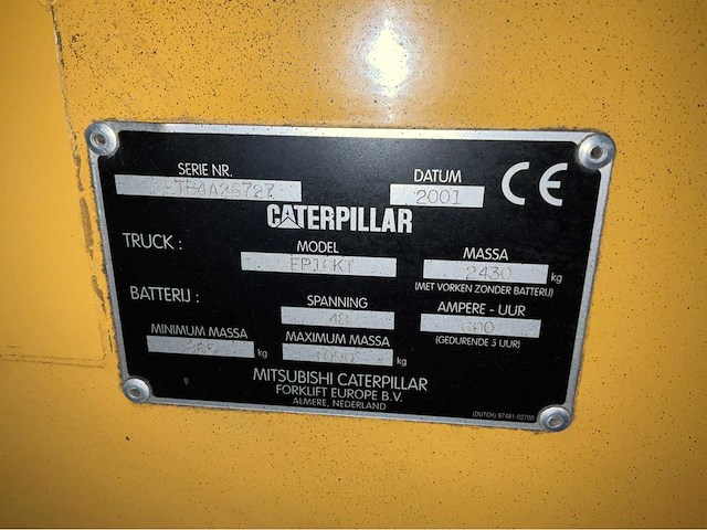 Caterpillar ep16kt - vorkheftruck triplex - freelift - sidesift - acculader - 4502 uur - afbeelding 5 van  18