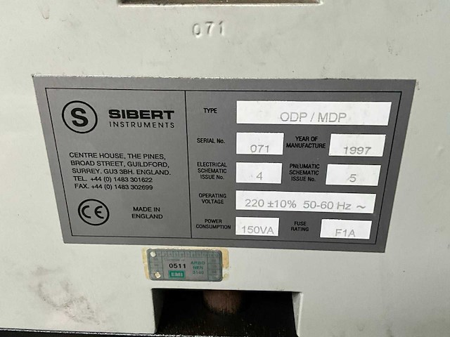 Cd 1997 sibert instruments odp/mdp pneumatische optische schijvenpons - afbeelding 9 van  9
