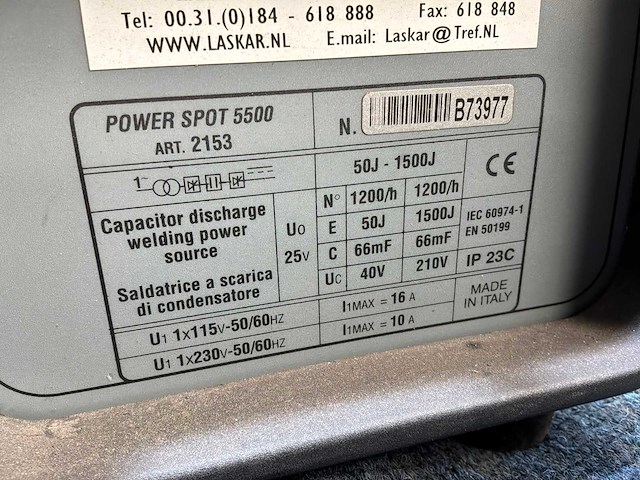 Cebora power spot 5500 stiftlasapparaat aluminium - afbeelding 6 van  7
