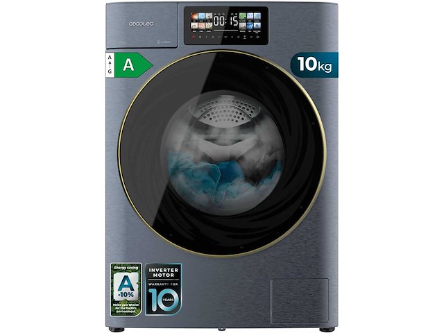 Cecotec bolero dresscode 10950 wasmachine voorlader 10 kg 1400 rpm blauw engels display - afbeelding 1 van  5