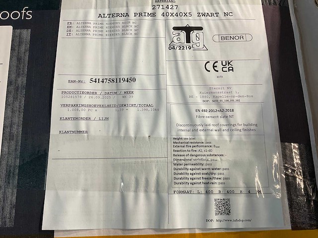 Cedral leisteen - brandklasse a2 - zwart - 40x40cm (1008x) - afbeelding 6 van  8