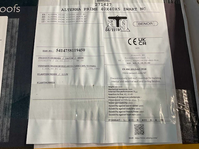 Cedral leisteen - brandklasse a2 - zwart - 40x40cm (1008x) - afbeelding 6 van  8