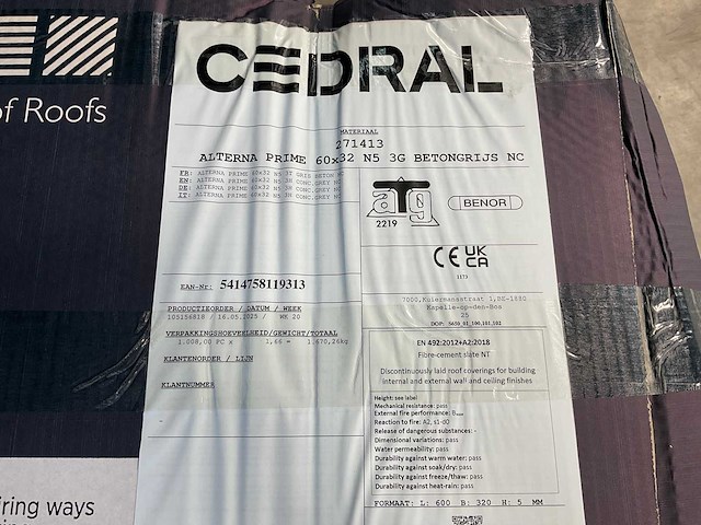 Cedral leisteen 3g - brandklasse a2 (onbrandbaar) - betongrijs - 60x32 cm (1008x) - afbeelding 7 van  9