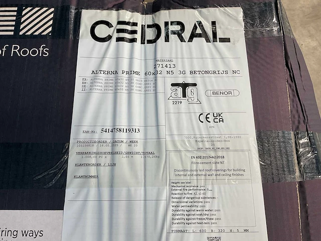 Cedral leisteen 3g - brandklasse a2 (onbrandbaar) - betongrijs - 60x32 cm (1008x) - afbeelding 7 van  9