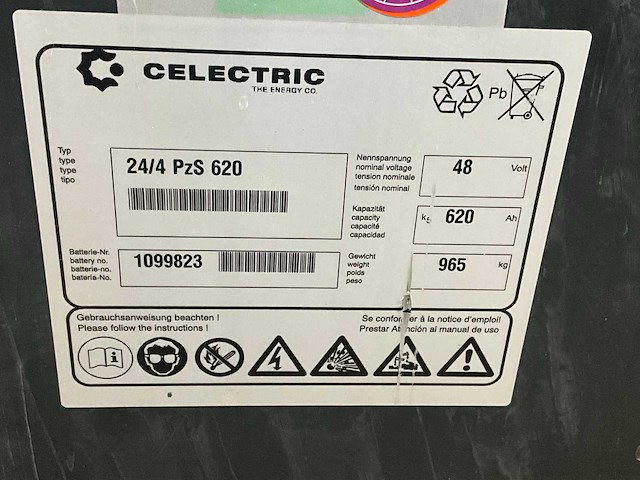 Celectric 24/4 pzs 620 heftruck batterij - afbeelding 5 van  5