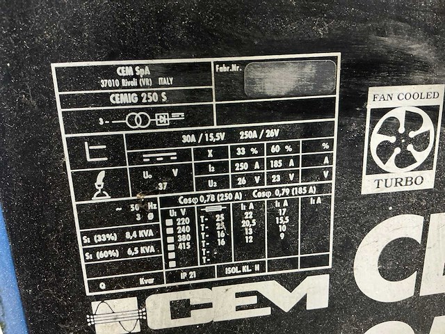 Cem cemig 250 s mig lasapparaat - afbeelding 4 van  4