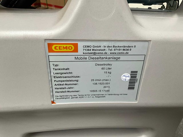 Cemo - mobiel - 60 liter diesel - brandstoftrolley - afbeelding 5 van  8