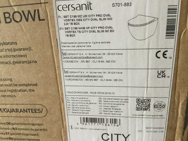 Cersanit - s701-883 - hangtoilet met bril - afbeelding 3 van  4