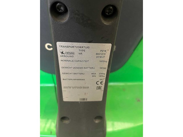 Cesab - 2018 - p216 - elektrische palletwagen - afbeelding 6 van  8