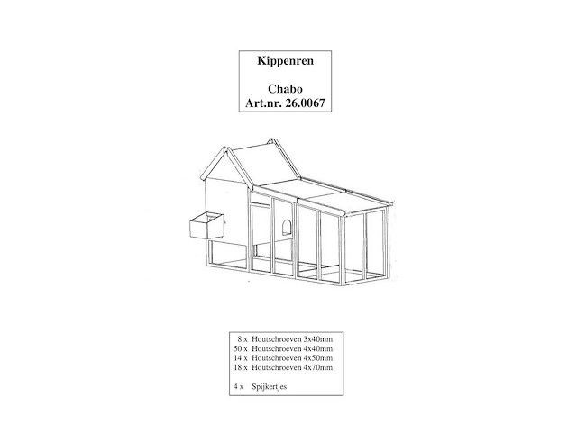 Chabo - kippenverblijf 1000x3000x1700mm - afbeelding 1 van  1