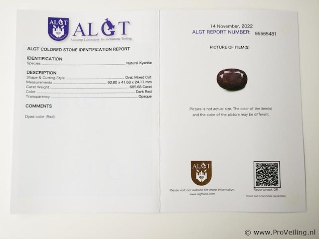 Chalcedony 5.93ct aig certified - afbeelding 1 van  5