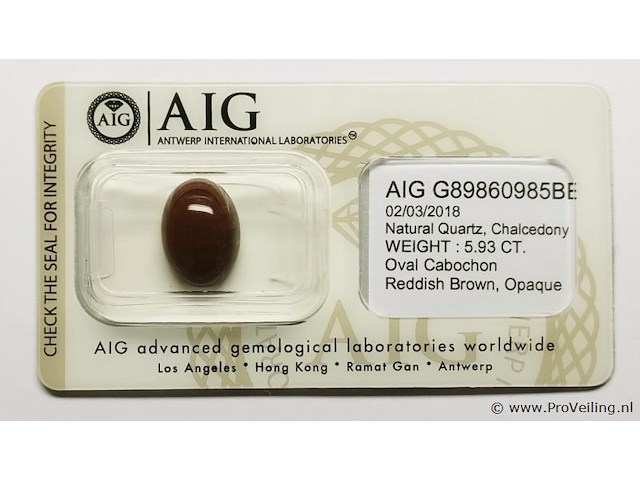 Chalcedony 5.93ct aig certified - afbeelding 2 van  5