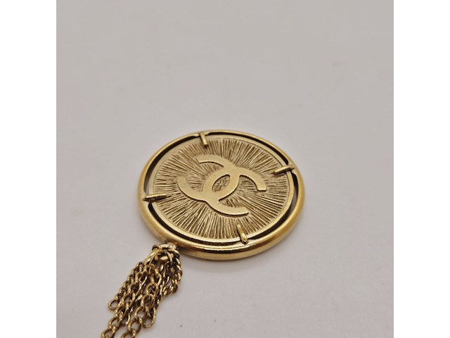 Chanel cc collier 24kt goldplated sunburst medallion pendant - afbeelding 3 van  7