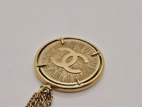 Chanel cc collier 24kt goldplated sunburst medallion pendant - afbeelding 3 van  7