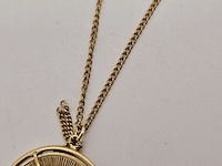 Chanel cc collier 24kt goldplated sunburst medallion pendant - afbeelding 4 van  7
