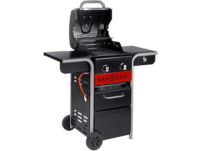 Char-broil gas2coal 210 hybrid grill - 2 - branders gas & kolen zwart - afbeelding 2 van  3