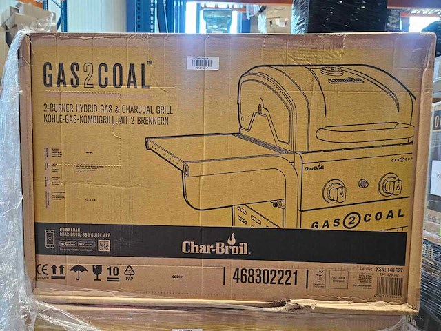 Char-broil gas2coal 210 hybrid grill - 2 - branders gas & kolen zwart - afbeelding 4 van  10